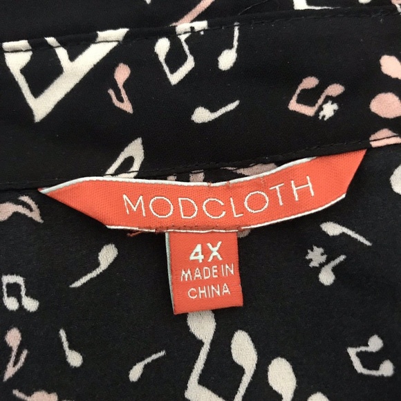 Modcloth Size 4x Blouse Pussy Bow Musical Note - Picture 5 of 7